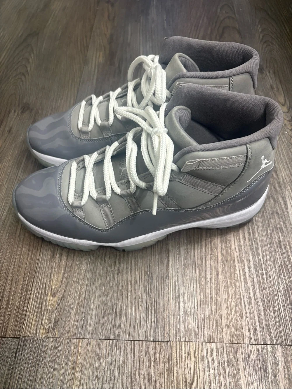 Jordan Men's High-Top Sneakers in Gray with White Laces